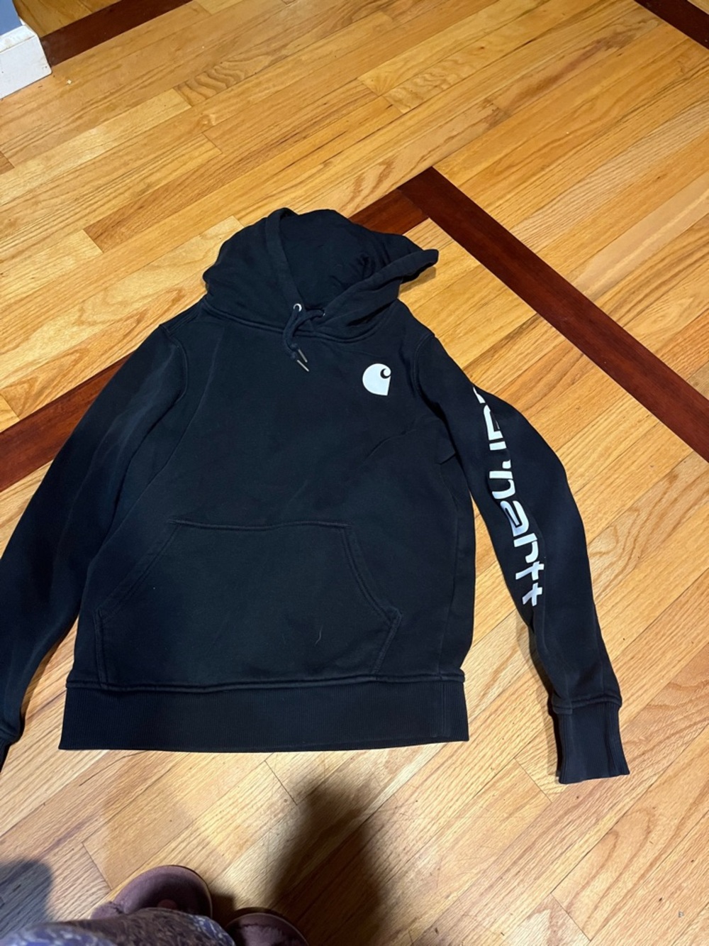 Carhartt Black Crewneck Hoodie with White Logo - Men